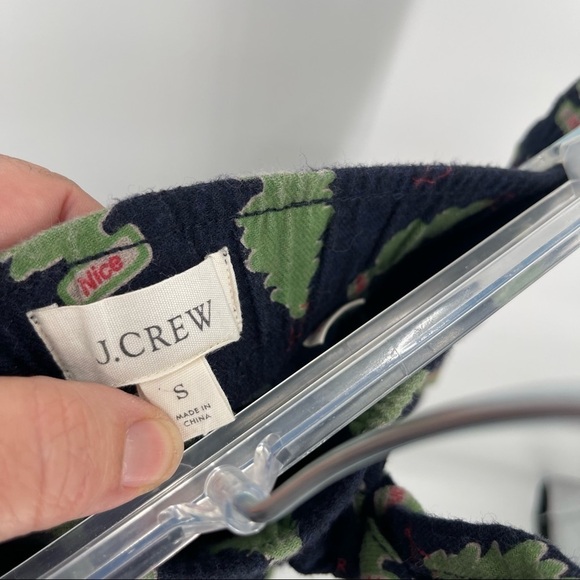J. Crew Printed Flannel Pajama Pants Blue Christmas Tree Print Naughty Nice S - Picture 6 of 6